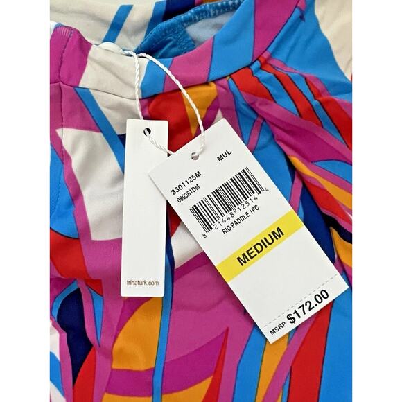 Trina Turk Rio Half Zip Paddle Suit Medium Long Sleeve Rash Guard Swimsuit - Picture 3 of 4